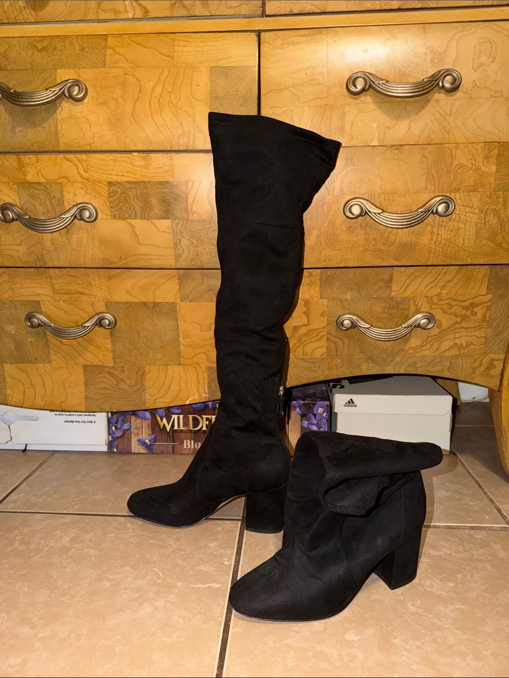 Aldo Black Over-the-Knee and Ankle Women’s Boots - Stylish Suede Look, size 9